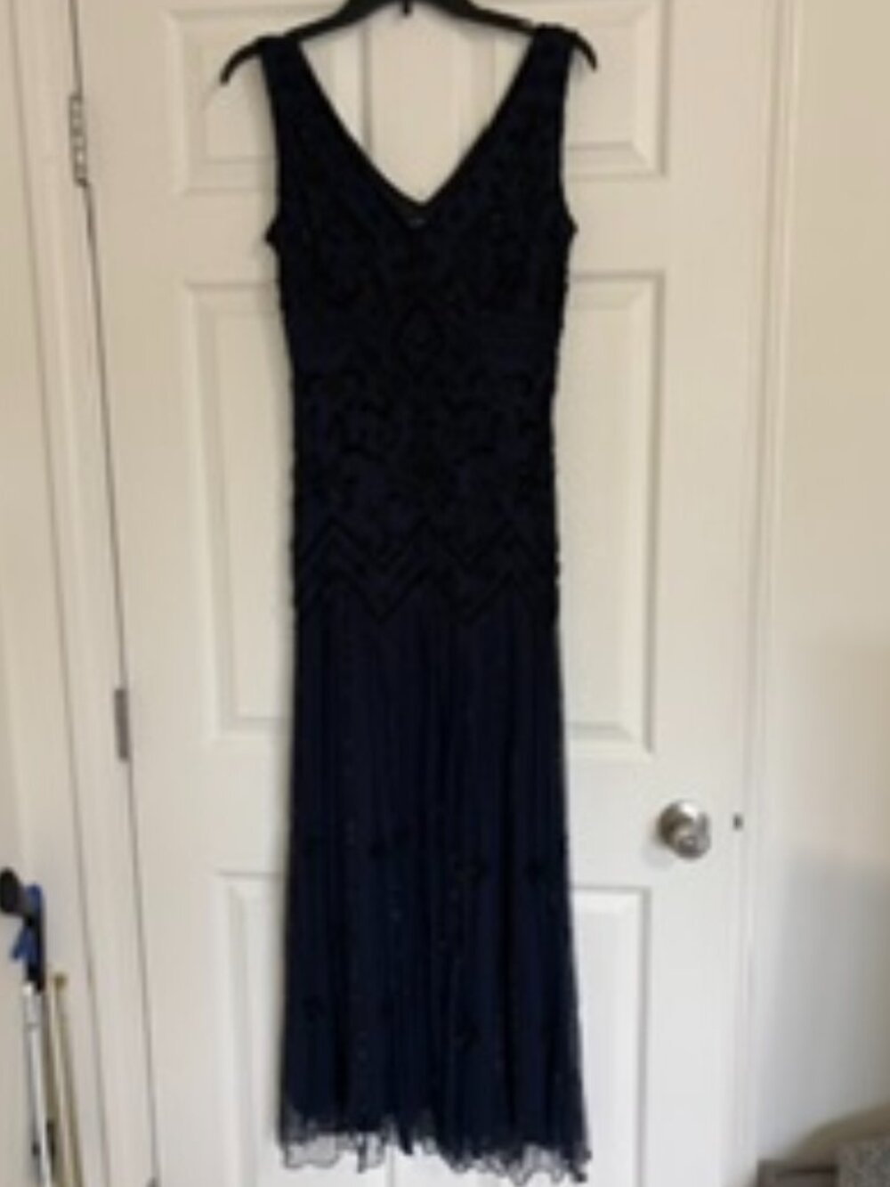 Navy and black beaded dress